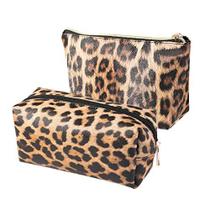 2 pcs leopardo saco de maquiagem viagem caso cosmético portátil multifuncional sacos de higiene organizador escovas sacos de armazenamento com zíper de ouro para mulheres meninas embreagem bolsa