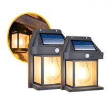 2 Pçs Luminária de Parede Com Energia Solar Arandela LED Luz C/ Sensor de Presença Resistente Á Água - EMB-UTILIT