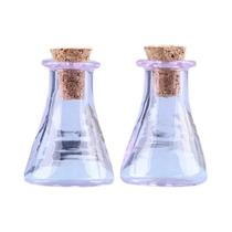 2 pçs mini garrafa de vidro cor desejando garrafa minúsculos frascos mini garrafa de armazenamento