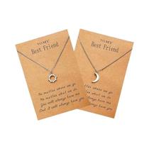 2 Pçs/set Aço Inoxidável Cor Prata Sol Lua Colar Para Melhores Amigos Amizade Jóias Presentes 2 Pçs/set Aço Inoxidável Cor Prata Sol Lua Colar Para Melhores Amigos Amizade Jóias Presentes