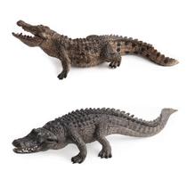 2 Pcs Simulados Crocodilos Modelo Figura Brinquedo, Estatuetas de Jacaré Realista Coleção Playset Science Adereços Educacionais