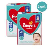 2 Pct de Fralda Descartável Pampers Supersec Revenda Tamanho G