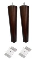 2 Pe Palito 10cm Chapa Inclinada marrom escuro Pernas Para Moveis