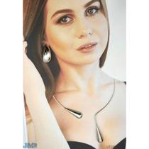 2 peças Conjunto, colar , brinco gota d'água tendência feminina folheado shocker de aro