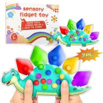 2 peças de brinquedos sensoriais para classificação de cores de dinossauros, brinquedos montessori para crianças pequenas, habilidades motoras finas, atividades de aprendizado de jogos, quieto, calma, fidgets para sala de aula, meias para meninos de 3 a 5 anos, brinquedo de viagem