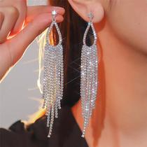 2 peças de joias femininas com borla de strass, acessórios de moda luxuosos para festas de casamento