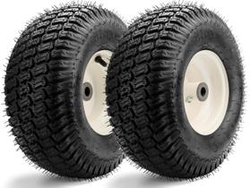 2 peças de pneus e rodas dianteiros para cortador de grama 15x6.00-6 - NHS, aço liga - para Husqvarna, Craftsman, John Deere séries 100 e D100 de tratores cortadores de grama e cortadores de grama dirigíveis - cubo centralizado de 3" e buchas de 3/4" 2 peças de pneus e rodas dianteiros para cortador de grama 15x6.00-6 - NHS, aço liga - para Husqvarna, Craftsman, John Deere séries 100 e D100 de tratores cortadores de grama e cortadores de grama dirigíveis - cubo centralizado de 3" e buchas de 3/4"