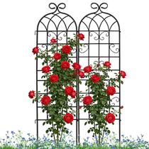 2 peças de treliça metálica para jardim 177x50 cm, revestida em preto 2 peças de treliça metálica para jardim 177x50 cm, revestida em preto