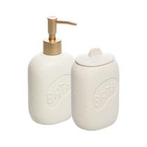 2 Peças para Banheiro Lyor Letters de Cerâmica Bege