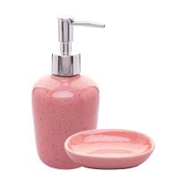 2 Peças para Banheiro Wolff Dots de Cerâmica Rosa. 2 Peças para Banheiro Wolff Dots de Cerâmica Rosa.