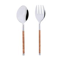 2 Peças Para Salada Wolff De Aço Inox Com Cabo De Cortiça