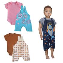 2 peças Roupa Bebê Jardineira Body Manga Curta 2 peças Roupa Bebê Jardineira Body Manga Curta