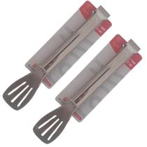 2 Pegador De Carne Churrasco Salada Alimento Aço Inox 23,5Cm