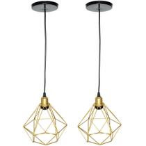 2 Pendente Aramado Diamante Luminária Lustre Luxo Pequeno Teto Retrô Agp Ilumini Industrial 2 Pendente Aramado Diamante Luminária Lustre Luxo Pequeno Teto Retrô Agp Ilumini Industrial
