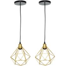 2 Pendente Aramado Diamante Luminária Lustre Luxo Pequeno Teto Retrô Agp Ilumini Industrial 2 Pendente Aramado Diamante Luminária Lustre Luxo Pequeno Teto Retrô Agp Ilumini Industrial