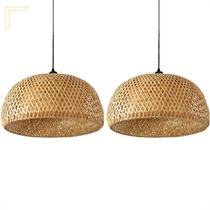 2 Pendente Bambu Fibra Natural Artesanal Boho Palha Nat23 2 Pendente Bambu Fibra Natural Artesanal Boho Palha Nat23