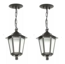 2 Pendente Colonial Preto 58cm Externo Vintage Pergolado Acl19