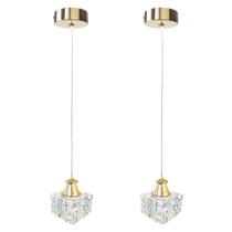 2 Pendente Cristal Dourado Cromado Detalhe Metal Sala Bet42