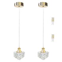2 Pendente Dourado Cristal Interna Metal Bet42 + Led