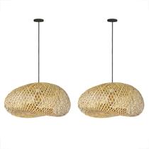 2 Pendente Em Fibra Natural Bambu Artesanal E27 Quarto Nat61 2 Pendente Em Fibra Natural Bambu Artesanal E27 Quarto Nat61