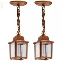 2 Pendente Externo Colonial Cobre Retro Pergolado Acl95
