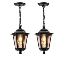 2 Pendente Externo Colonial E27 Preto Lente Transp. Fachada Lup39