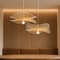2 Pendente Fibra Natural Bambu Quarto Artesanal Nat64 + Led 2 Pendente Fibra Natural Bambu Quarto Artesanal Nat64 + Led