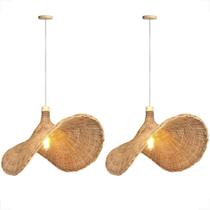 2 Pendente Fibra Natural Rattan Artesanal Mesa Nat80 2 Pendente Fibra Natural Rattan Artesanal Mesa Nat80