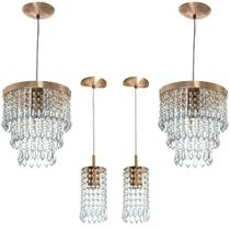2 Pendente Manucrillic + 2 Pd Clearcrillic Cristal Ac. Cobre 2 Pendente Manucrillic + 2 Pd Clearcrillic Cristal Ac. Cobre