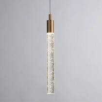 2 Pendente Moderno Led Tubo Cristal Bolhas Dourado Cabo 2m L