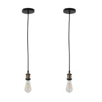 2 Pendente Ouro Envelhecido Vintage Industrial Ace18