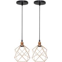 2 Pendentes Aramado Cálice Luminária Lustre Luxo Teto Retrô Vintage Balcão Agp Ilumini Industrial