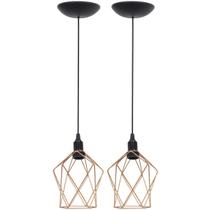 2 Pendentes Aramado Cálice P Luminária Lustre Teto Retrô Vintage Industrial Balcão Agp Ilumini