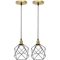 2 Pendentes Aramado Cálice Preto Luminária Lustre Industrial Teto Vintage Dourado Agp Ilumini 2 Pendentes Aramado Cálice Preto Luminária Lustre Industrial Teto Vintage Dourado Agp Ilumini