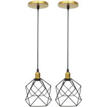 2 Pendentes Aramado Cálice Preto Luminária Lustre Industrial Teto Vintage Dourado Agp Ilumini 2 Pendentes Aramado Cálice Preto Luminária Lustre Industrial Teto Vintage Dourado Agp Ilumini