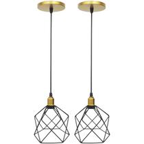 2 Pendentes Aramado Cálice Preto Luminária Lustre Industrial Teto Vintage Dourado Agp Ilumini 2 Pendentes Aramado Cálice Preto Luminária Lustre Industrial Teto Vintage Dourado Agp Ilumini