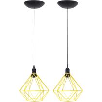 2 Pendentes Aramado Diamante Luminária Lustre P Teto Retrô Vintage Industrial Balcão Agp Ilumini