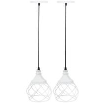 2 Pendentes Aramado Esfera Balonê Branco Lustre Luminária Teto Regulável Sala Cozinha Industrial Agp