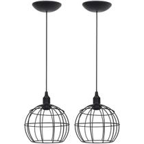 2 Pendentes Aramado Globo Luminária Lustre Teto Retrô Vintage Industrial Balcão Agp Ilumini