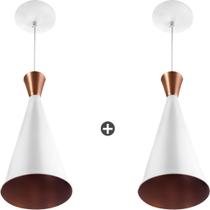2 Pendentes Cone Branco Canadá Sala Cozinha Churrasqueir