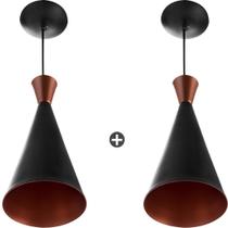 2 Pendentes Cone Preto Canadá Sala Cozinha Churrasqueir 2 Pendentes Cone Preto Canadá Sala Cozinha Churrasqueir