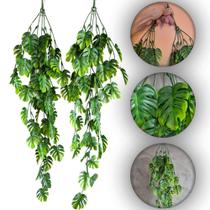 2 Pendentes Costela De Adão Artificial Decoração Jardim Kit Planta Trepadeira Ramos Jardim Vertical - MA