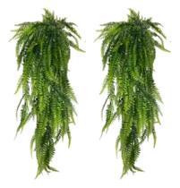 2 Pendentes De Samambaia Cheia Toque Real Folhagem Ja Verde