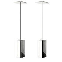 2 Pendentes Industrial Inox Quadrado Moderno Luminária Elg