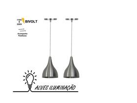 2 Pendentes Luminaria Lustre Gota de Aluminio Soquete E-27 Completo 2 Pendentes Luminaria Lustre Gota de Aluminio Soquete E-27 Completo