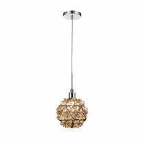 2 Pendentes Turim Âmbar 11cm soquete G9 Metal e Cristal Sem lampadas