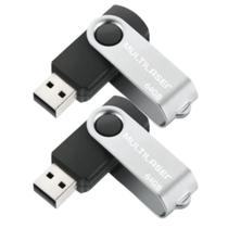 2 Pendrive Multilaser Twist 2.0 Preto E Prateado 64gb Kit