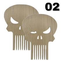 2 Pentes para Barba e Bigode MDF Modelo Caveira 02 Cor Bege