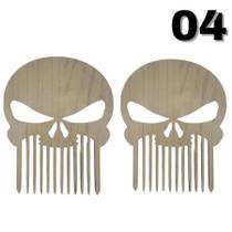 2 Pentes para Bigode e Barba Modelo 04 Caveira cor Bege MDF