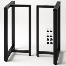 2 Pés Reforçados Para Mesa Industrial Metalon 75x60cm Preto Antiferrugem